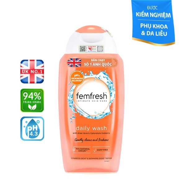 Ảnh của Dung dịch vệ sinh phụ nữ cao cấp hàng ngày Femfresh Daily Wash 250ml ( màu cam )