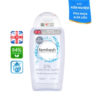 Ảnh của Dung dịch vệ sinh phụ nữ cao cấp cho da nhạy cảm Femfresh 0% Sensitive Wash 250ml (màu xám )