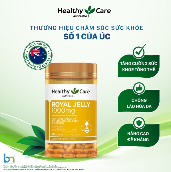 Ảnh của Sữa ong chúa Healthy Care Royal Jelly 1000mg (Lọ 365 viên)
