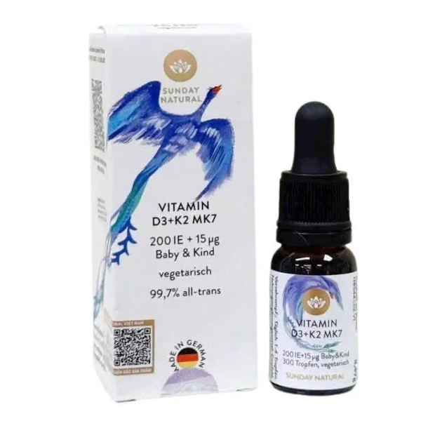 Ảnh của [HÀNG NHẬP KHẨU] Vitamin D3 K2 MK7 Vegan Sunday Naturals hỗ trợ xương răng trẻ (10ml)
