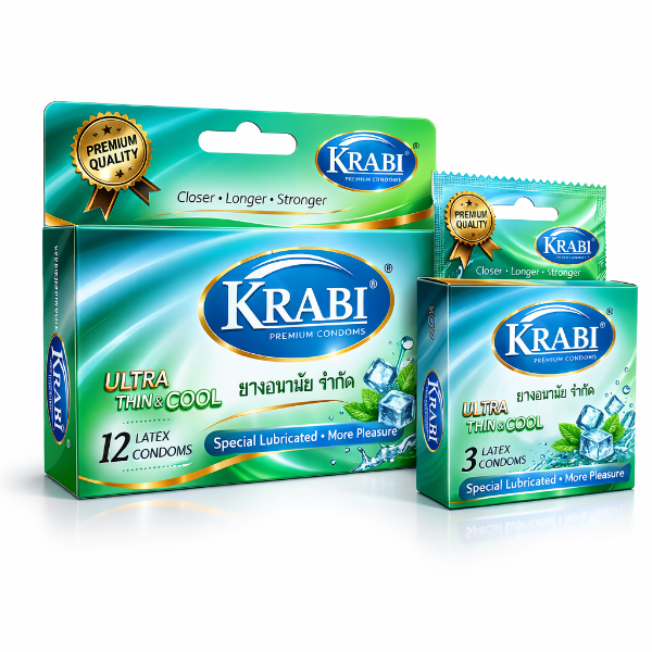 Ảnh của Bao cao su Krabi siêu mỏng hương bạc hà Ultrathin Cool 12 chiếc