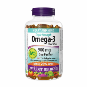 [HÀNG NHẬP KHẨU] Viên Uống Dầu Cá Webber Naturals Omega-3 Triple Strength 900mg Lọ 120 Viên