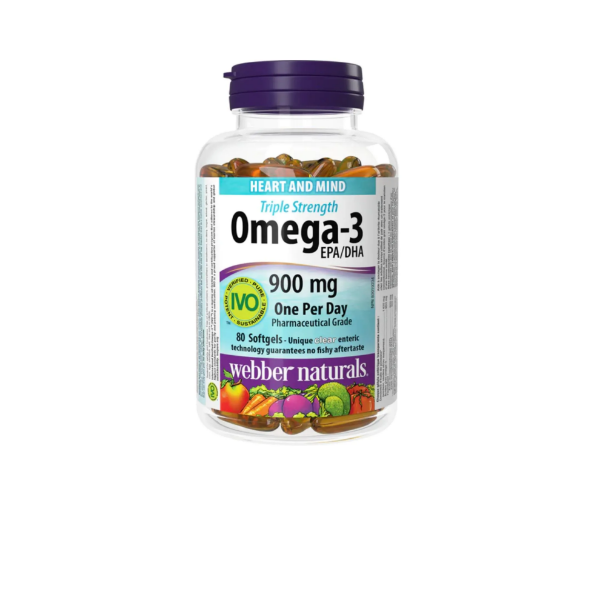 Ảnh của [HÀNG NHẬP KHẨU] Viên Uống Dầu Cá Webber Naturals Omega-3 Triple Strength 900mg Lọ 80 Viên