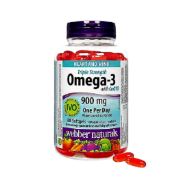 [HÀNG NHẬP KHẨU] Viên uống Omega-3 + CoQ10  WEBBER NATURALS Hỗ trợ tim mạch Lọ 80 viên